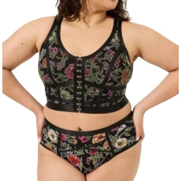 Torrid 4 Mesh Regency Punk Bustier exposed hook front bra crop top BC 2888 - Picture 1 of 9